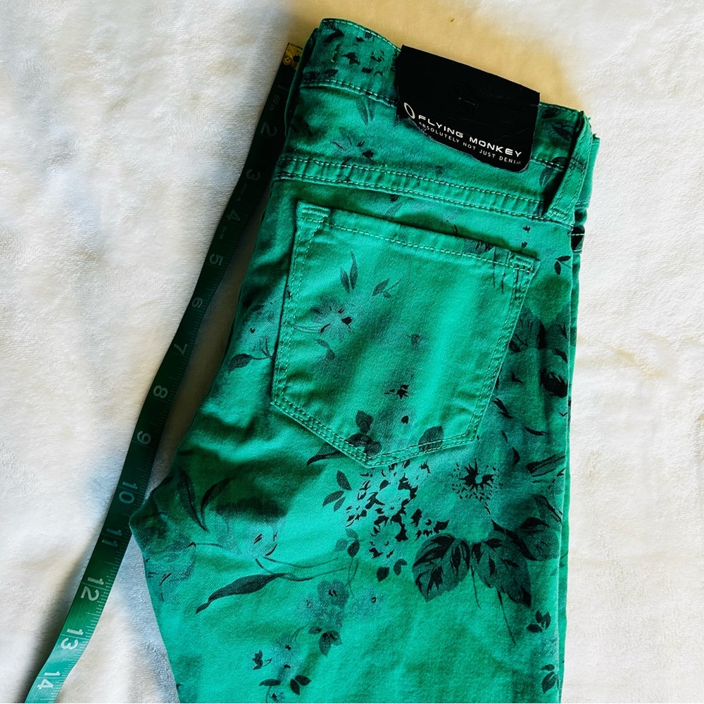 Flying Monkey Teal Patterned Jeans NWT - image 2